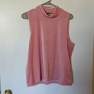 JCrew Pink Velvet Sleeveless Turtleneck